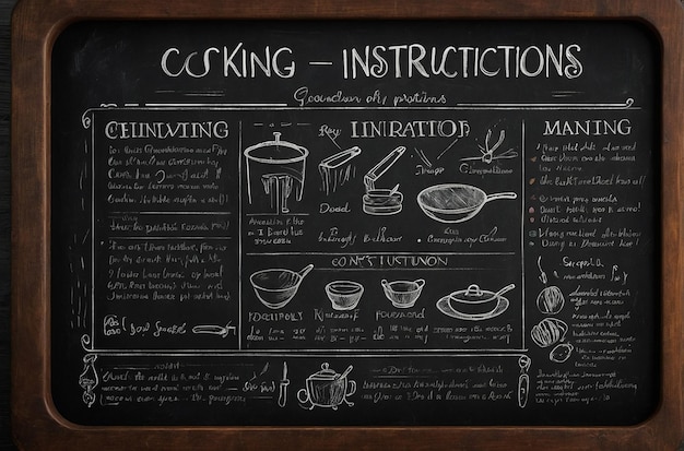 Tablica z menu i naczyniami kuchennymi